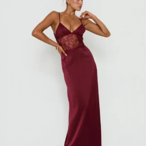 Plunge Lace Maxi Dress