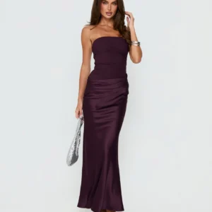 Strapless Maxi Dress Plum